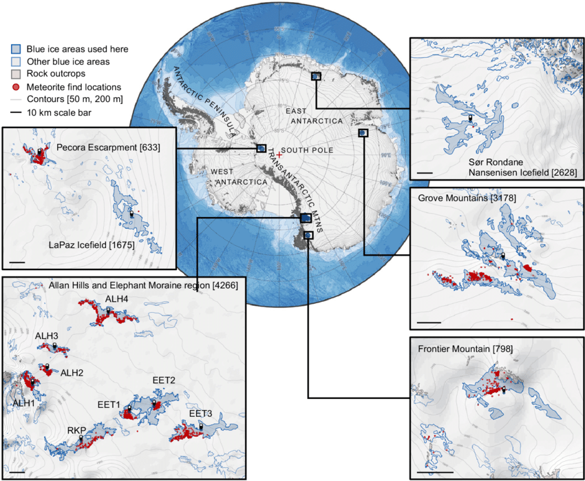 Antarctica-meteorite-showers-zone